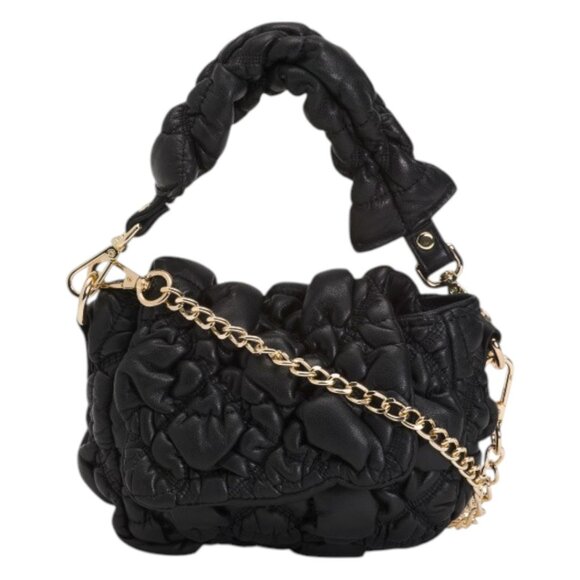 LA VIA Made In Italy Leather Puffed Crossbody With Chain Detail - Picture 1 of 4